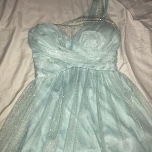 Light blue one shoulder dress